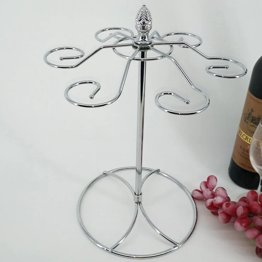 

1pc Wine Glass Rack Iron Upside-Down Goblet Storage Holder Drying Stand For Kitchen Bar Space-Saving Organizer Silver