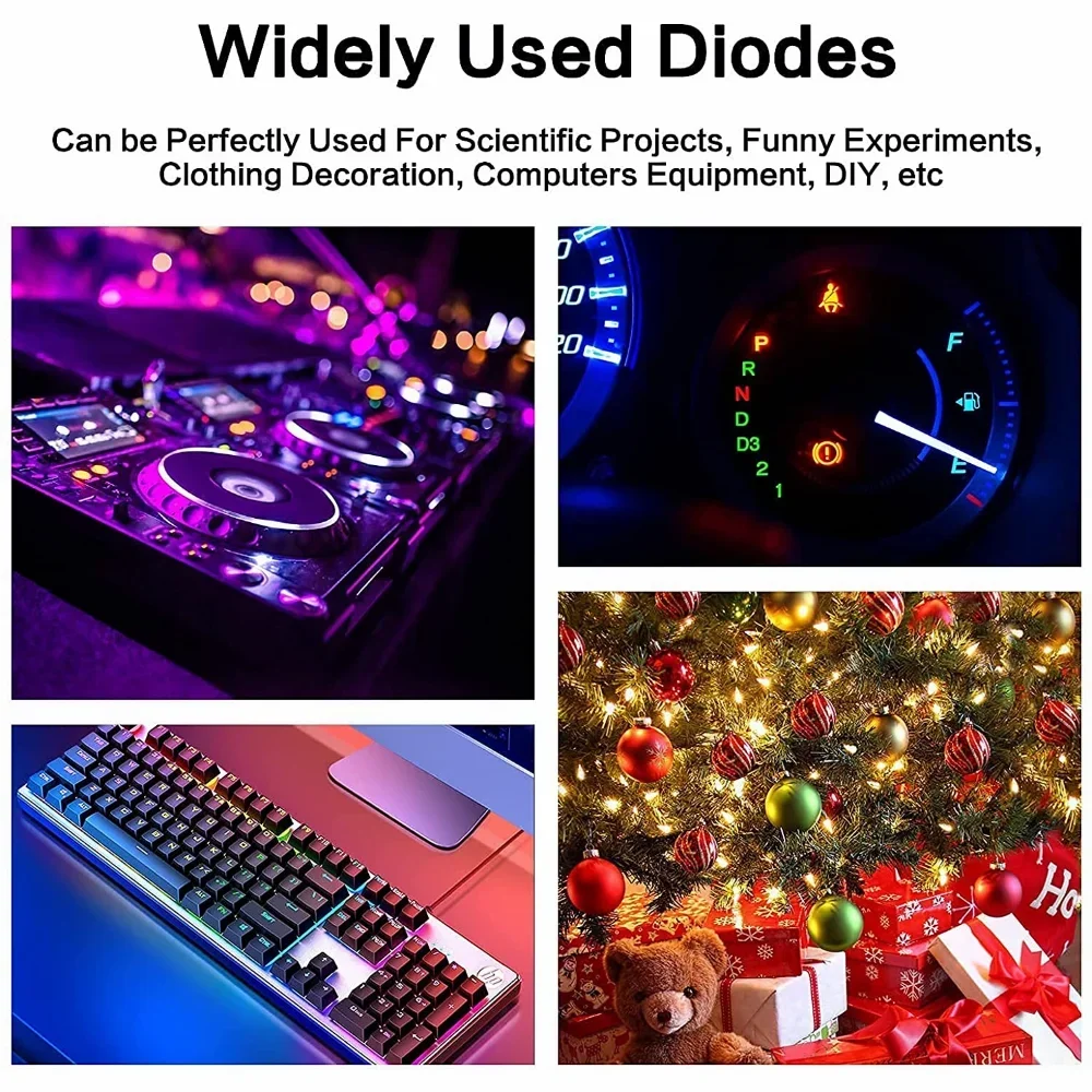 50/100pcs 3mm Fog Diffused LED Diode Light Emitting Diodes Kit Multicolor White/Green/Red/Blue/Yellow