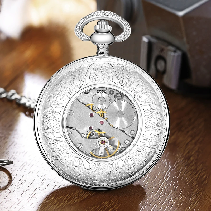 Elegant Shell Shape Mechanical Pocket Watch With a unique shell shape and a beautiful dial, this is a pocket watch that is well