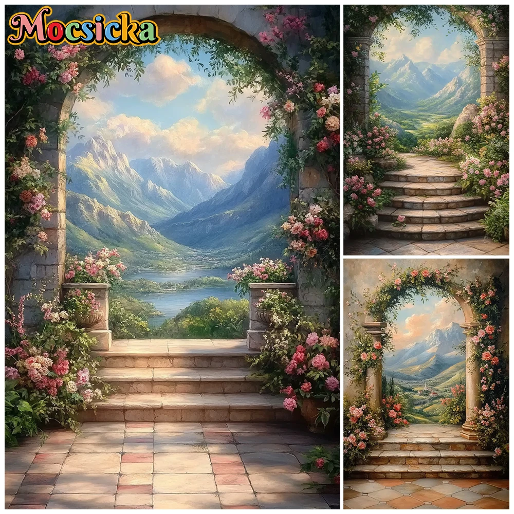 

Mocsicka Flower Photography Background Natural Scenery Kid Birthday Party Portrait Backdrop Decor Wedding Oil Painting Wallpaper