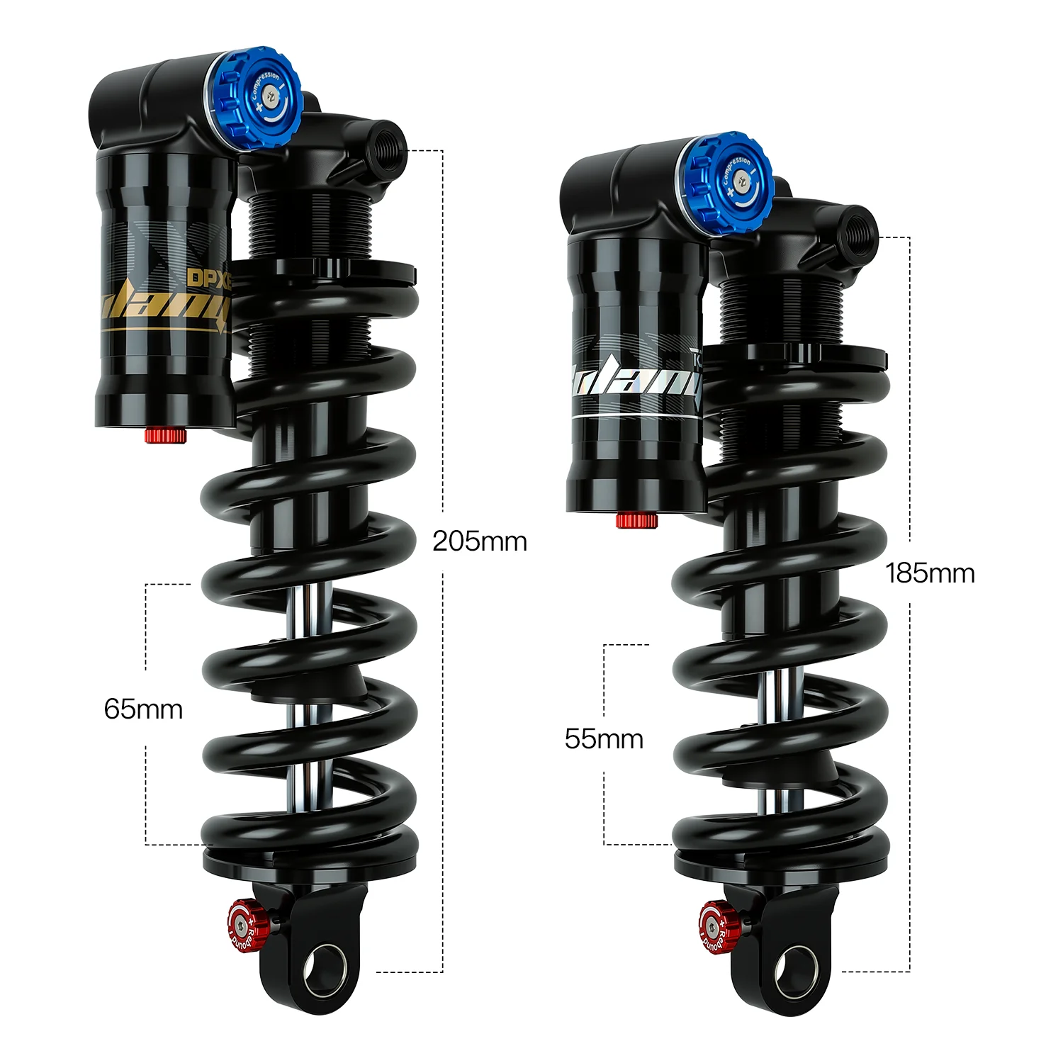 BOLANY Air Spring Rear Shock for DH E-Bike MTB Adjustable Rebound/Compression 185x55/205x65mm M8 Bolt 6066 Alloy Damper