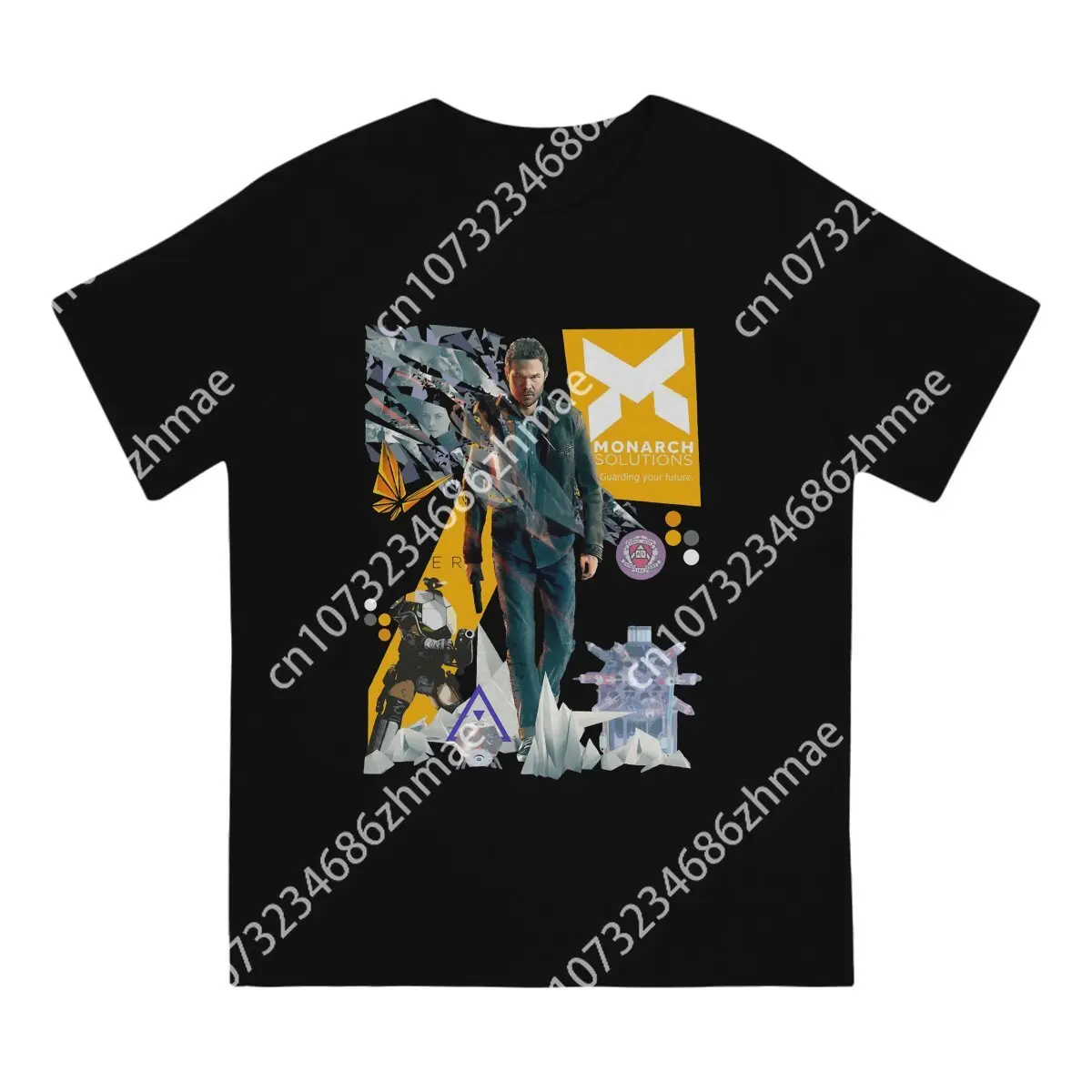 Vintage Quantum Break Classic T-Shirts for Men Crew Neck Pure Cotton T Shirts Short Sleeve Tee Shirt Graphic Printed Tops