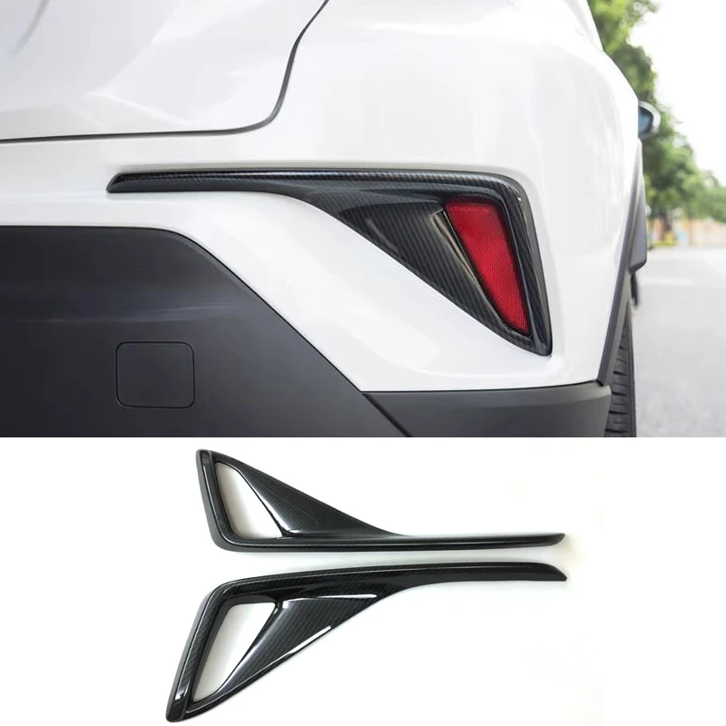 

For Toyota C-HR CHR 2016 2017 2018 2019 Carbon fiber Front Fog Light Cover Trims Back Tail Bumper FogLight Lamp Molding Garnish