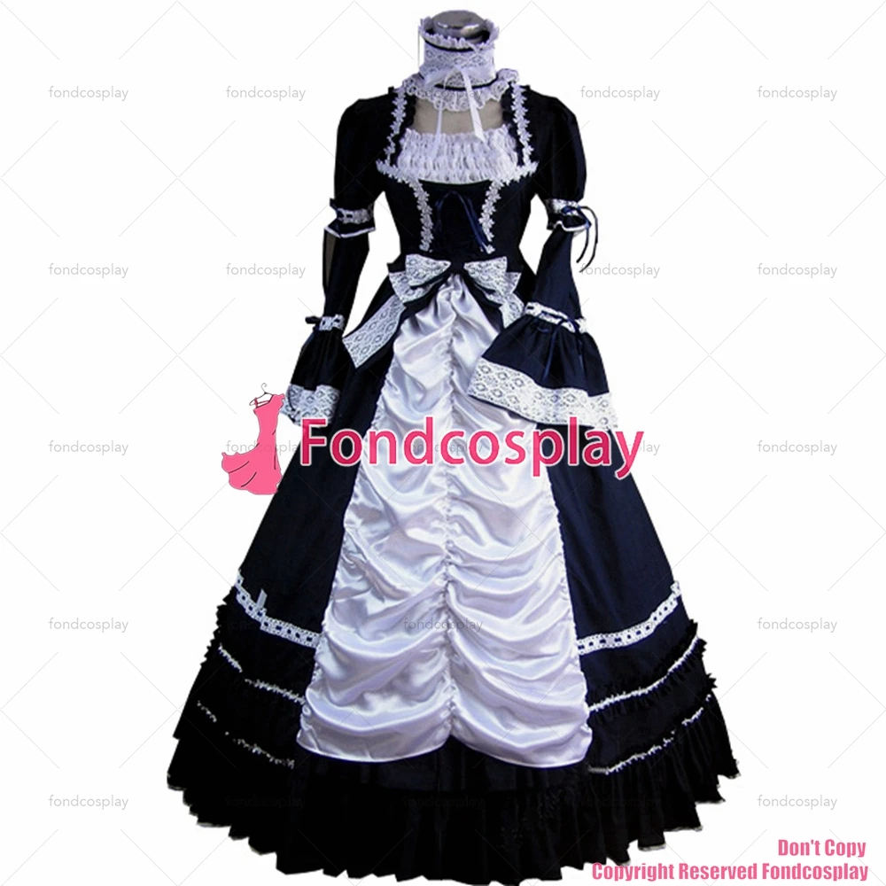 

fondcosplay Gothic Lolita Punk Medieval Gown Long Evening black cotton Dress cosplay costume CD/TV[CK1427]