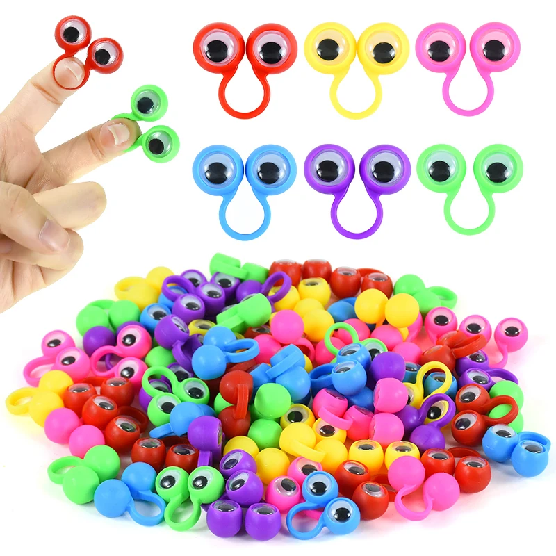 10/30Pcs Eye Finger Puppets PVC Rings With Wiggle Eyes For Kids Birthday Party Favors Toys Pinata Fillers Halloween Decoration