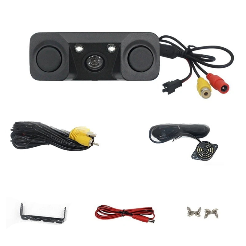 Newccd Car Rear View Camera 3-In-1 Parking Radar Detector Sensor Night Vision LED,Radar To Navigation Display