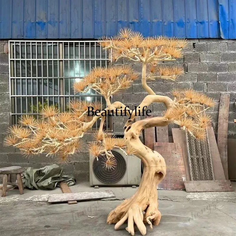 Simulated welcome pine tree, fake tree, indoor landscape ornament, hotel office floor decoration