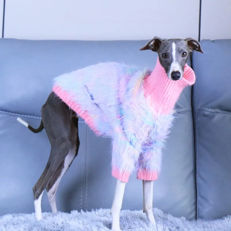 Thickened Whipbit Sweater High Neck Soft Comfortable Greyhound Coat Knitted Imitation Mink Dog Clothes Winter Warm Dogs Sweaters
