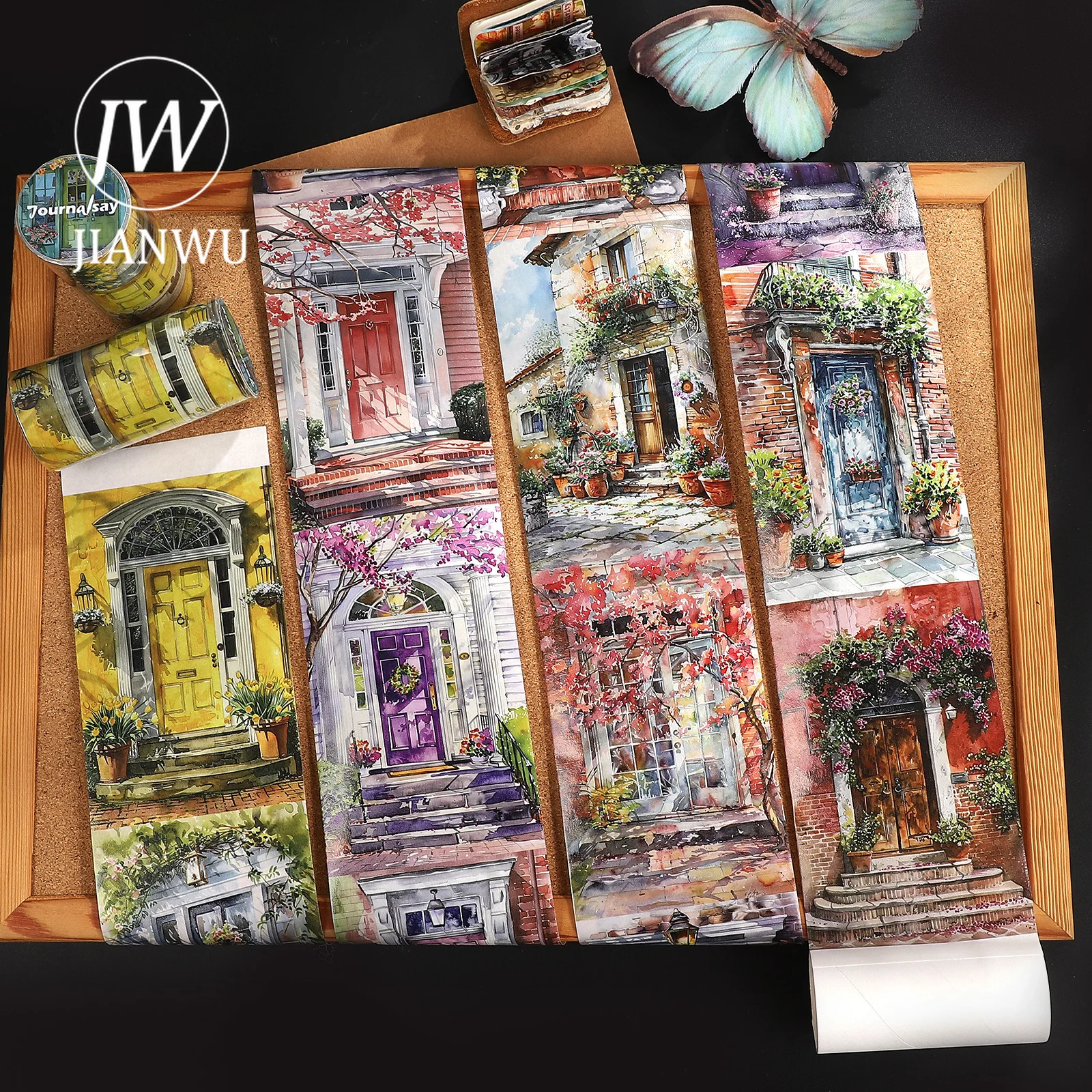 

JIANWU 80mm*205cm Vintage Summer Flower Door Landscape Material Collage Scrapbooking Washi Tape Creative DIY Journal Stationery