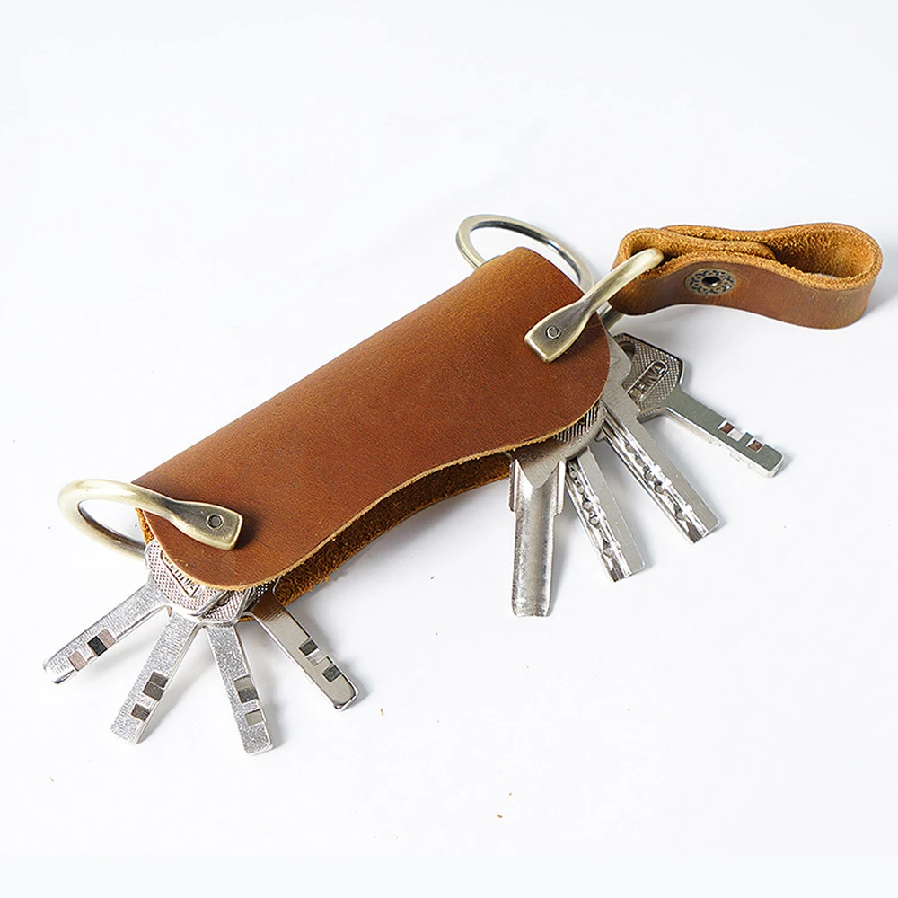 

Кожаный чехол-органайзер для ключей Прочные металлические кольца для ключей — хранение и управление ключами премиум-класса