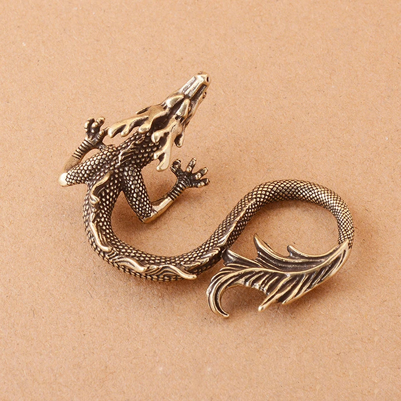 Chinese Beast Dragon Statue Bronze Figurine Ornaments Antique Copper Mythical Animal Miniature Home Decoration Crafts Collection