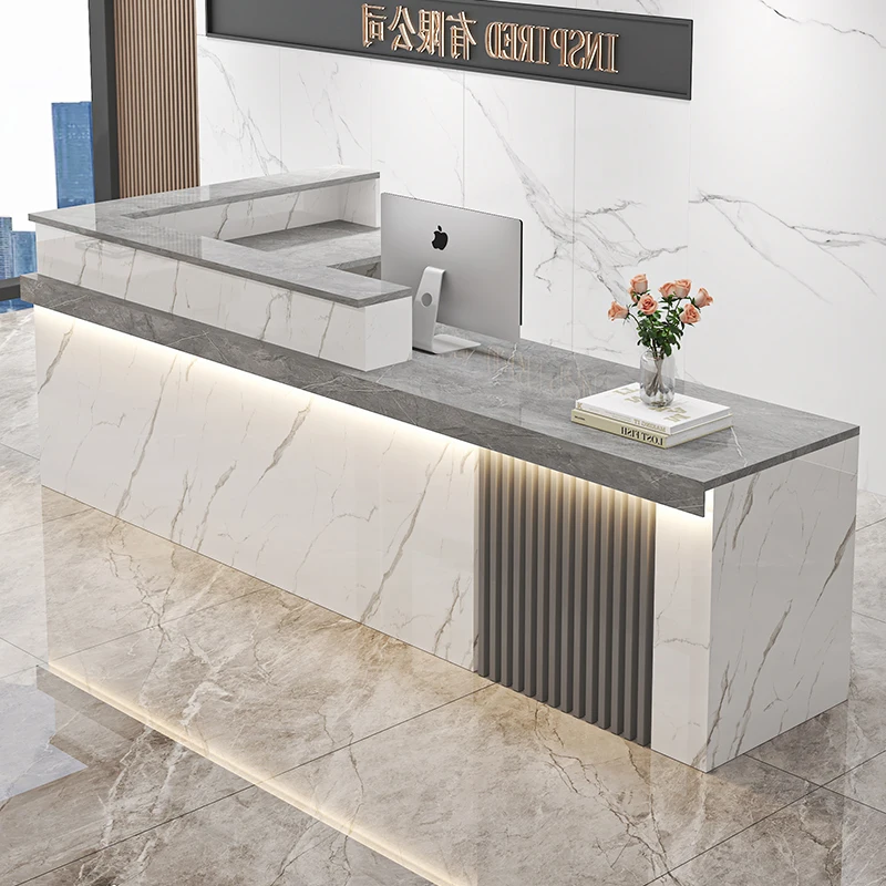 

Professional Modern Reception Desks Luxury Simple Glamour Storage Bar Counter Salon Commercial Recepcja Commercial Furniture