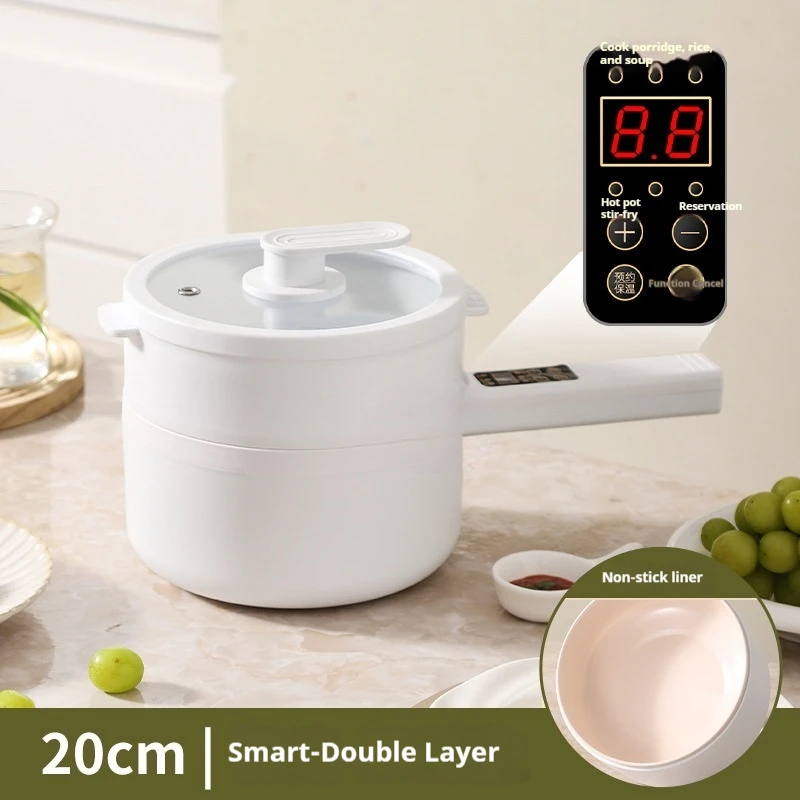

Mini Little White Pot in Student Dormitory Household electric steaming cooking pot Single electric hot pot ﻿Single/Double Layer