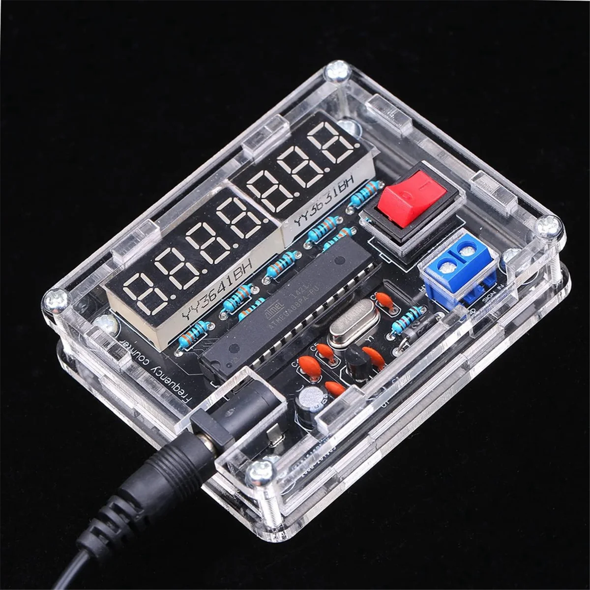 AA91 Frequenzmesser, 10 MHz Frequenzmesser DIY Kit Frequenzzähler AVR Frequenz mit Shell Counter 0,000 001 Hz Auflösung