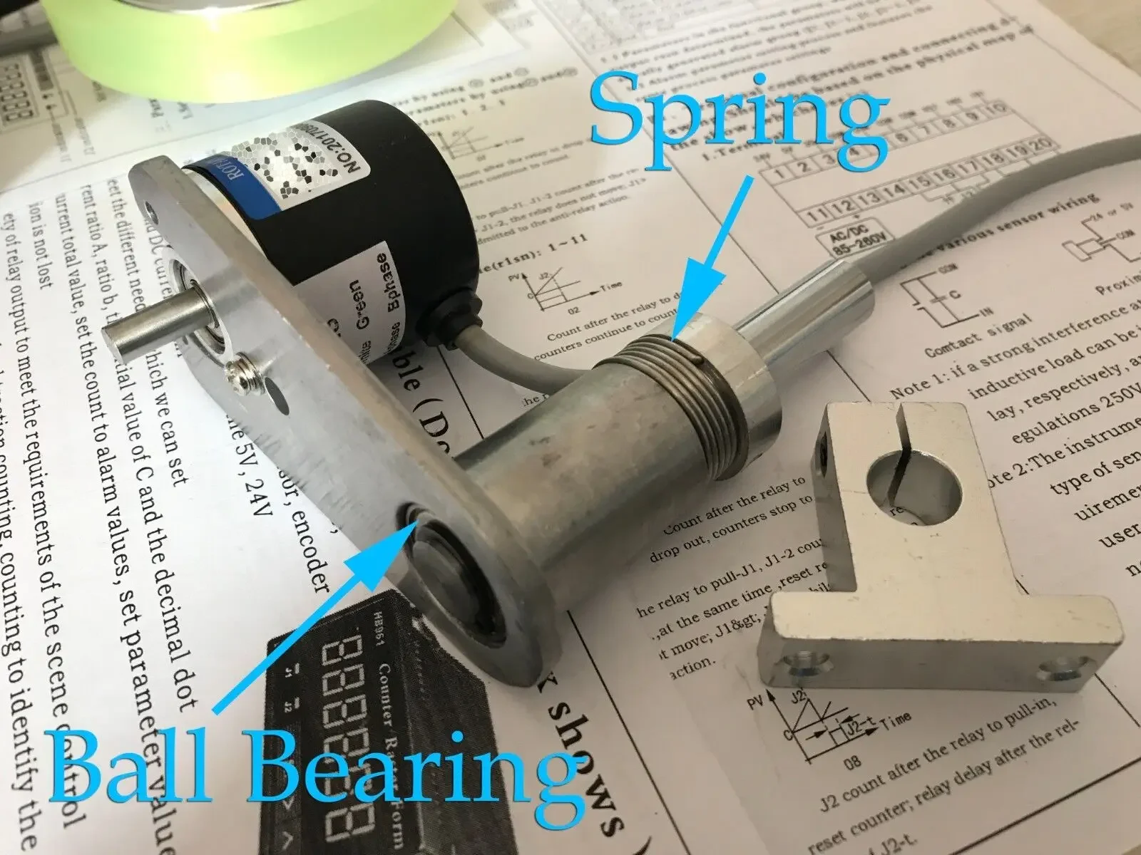 HQ 1mm Resolution Photoelectric Length Meter Kits Grating Counter 300mm Wheel