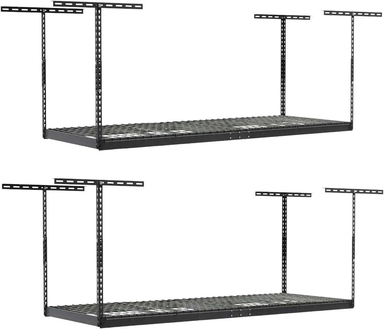 MonsterRax Overhead Garage Storage Racks 3x8’ (2-Pack) Ceiling Mounted Shelving, Adjustable Hanging Organizer, Heavy Duty Steel,