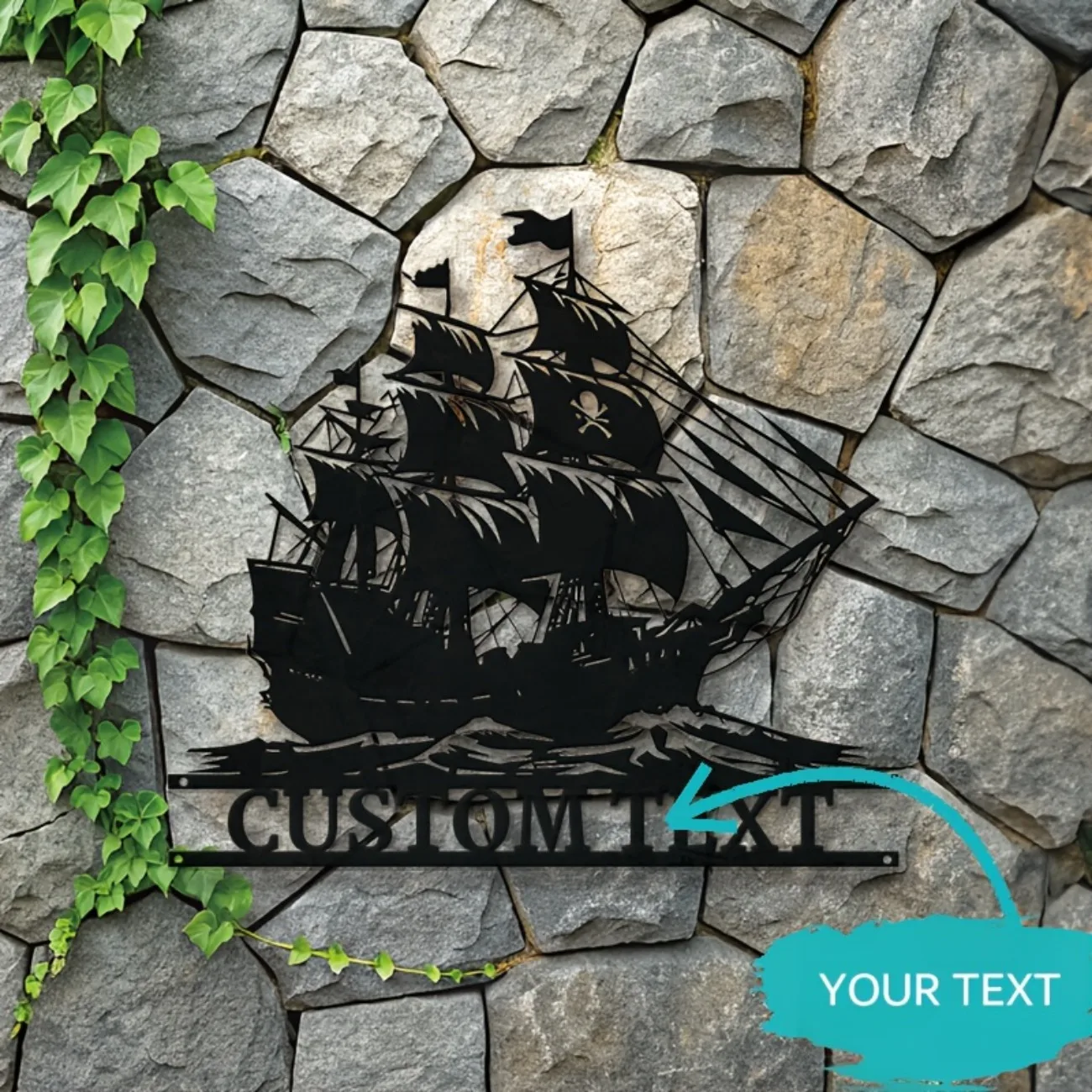 Benutzerdefiniertes Piratenschiff-Metallschild – exquisite personalisierte nautische Wandkunst, ideal für Häuser/Büros/Männerhöhlen.