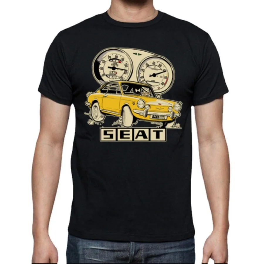 Spain Car-toon Car S E A T 850 Sport Coupe Naranja T Shirt. Short Sleeve 100% Cotton Casual T-shirts Loose Top Size S-3XL