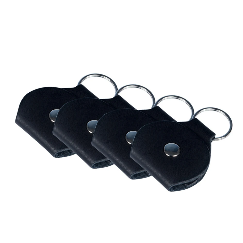 

2pcs Guitar Pick Holder Plectrum Bag Keychain Portable Pu Protector For Guitar Accessories With Metal Ring Black