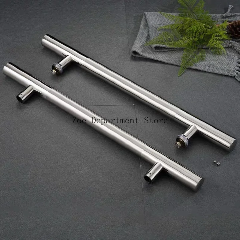 

24 Inches Modern Round Bar Ladder Pull Handle Stainless Steel Sliding Barn Door Handle For 8-12mm Glass Or 40-45mm Wood Door