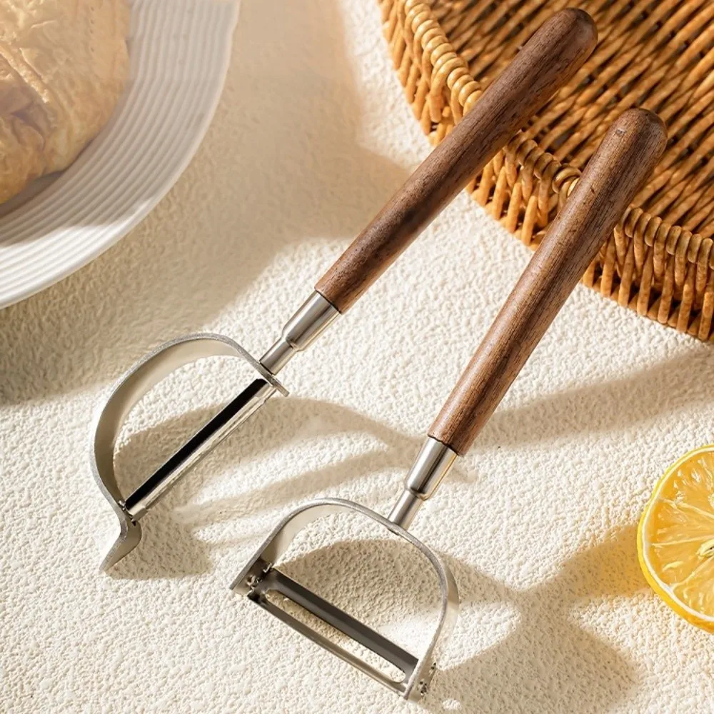 Pelador de Frutas Profesional en Forma de U/D, de Madera de Nogal, Antideslizante, Eficiente, Retro, para Melón, Ideal para Picnic