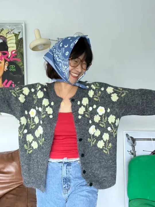 

Ele круглый вязаный открытый кардиган с вышивкой, женский модный свитер Jaet, осенне-зимний трикотаж Sli Quali