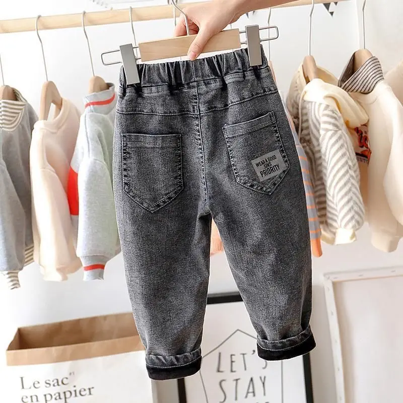 Children Trousers Toddler Boy Jeans Stretch Baby Pants Denim Jeans Graphic Pants Versatile Casual Boys Fall Costume Kids Outfits