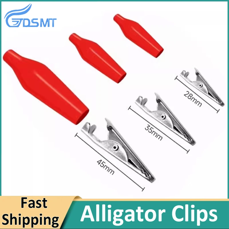 4~50Pcs Alligator Clips 28/35/45MM Metal crocodile clip for Testing Probe Boot Black/Red