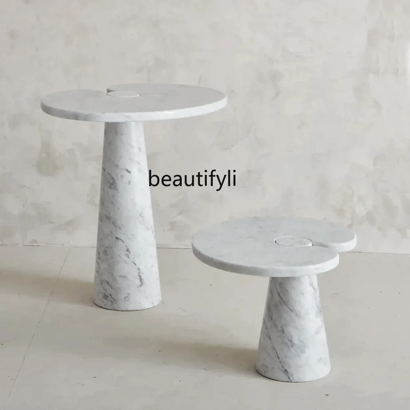 

Cream Wind Tunnel Stone Side Table Living Room Sofa Corner Table Marble Creative Art Light Luxury High-End Feel
