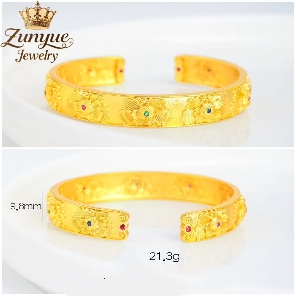 

High-End Sand Gold Silk Three-Dimensional Peony Bracelet Luxury Quality Jewelry Fashion Jewelry Exquisite Charms Elegant Popular