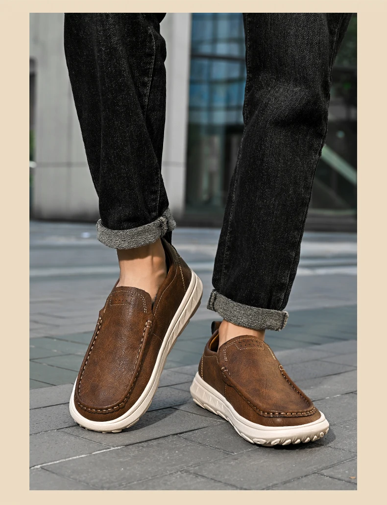 Neue Leder männer Müßiggänger Luxus Männer Casual Schuhe Mode Leichte Fahren Schuhe Atmungsaktive herren Schuhe Handgemachte Flache Schuhe – Detail 9