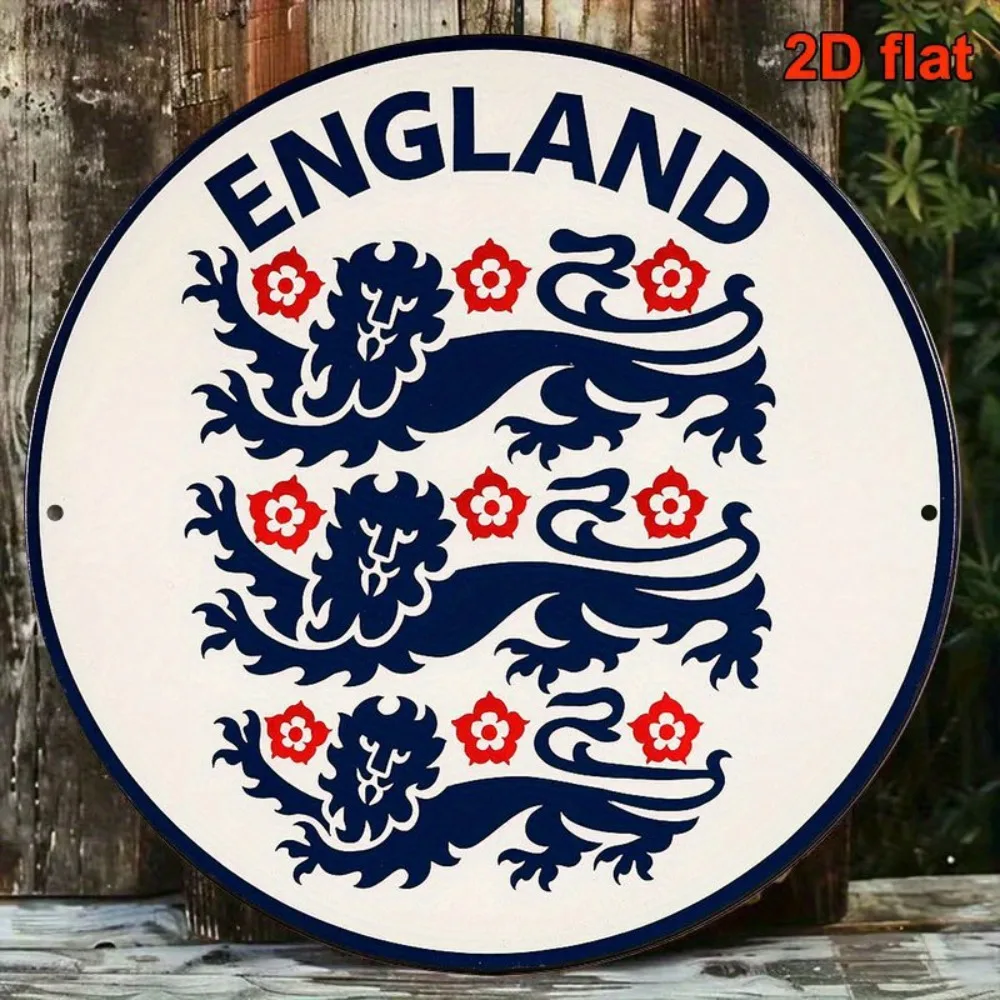 Vintage England Fußball Blechschild 8 Zoll Retro Runde Aluminium-Plakette für Pub Bar Wanddekoration
