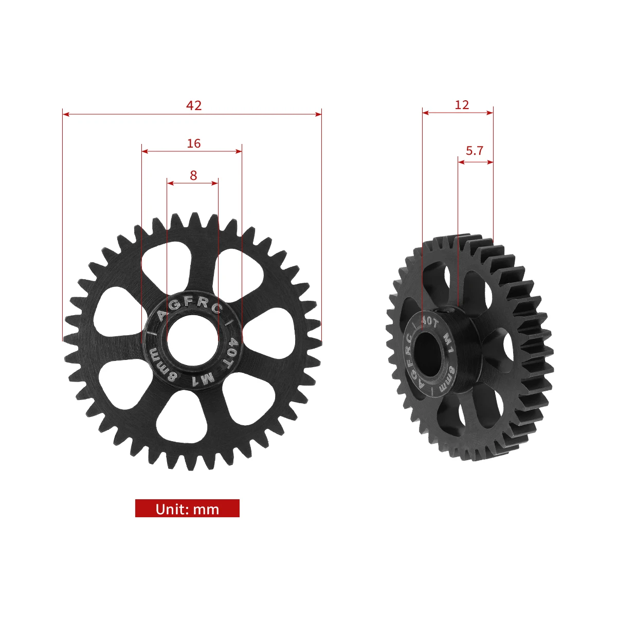 AGFRC 12mm PG40T8 wysokość stal hartowana 8MM MOD1 40T silnik z zębatką przekładnia do szybkich biegów Drag Racing RC samochód Traxxas część