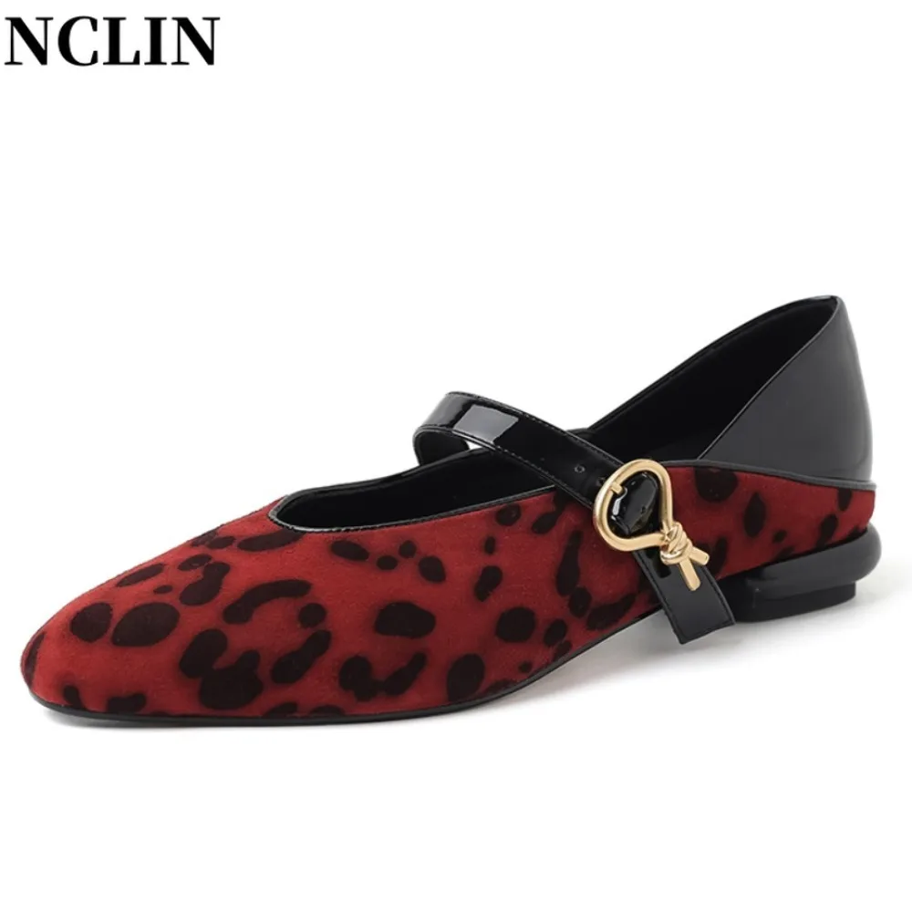 

Leopard Print Mary Janes Women Kid Suede Round Toe Buckle Strap New Trend Autumn Ladies Flat Shoes Handmade Zapatos De Mujer