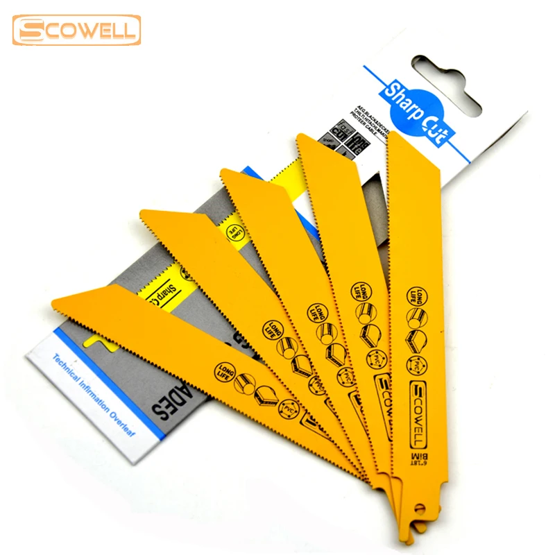 Confezione da 5 SCOWELL Bimetal 6 "pollici 18TPI Machinery Demolition Sabre lama per sega alternativa per Meta Cut accessori per elettroutensili fai da te