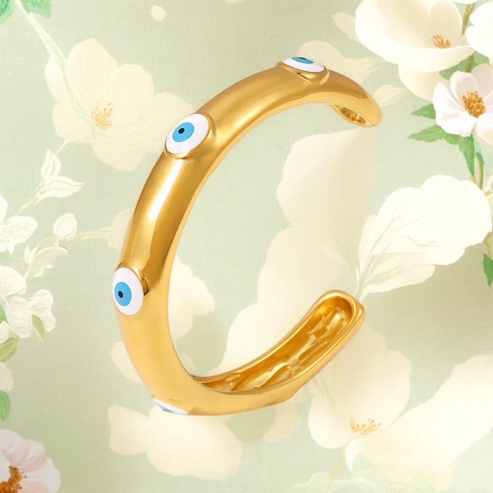 

Women's Open Bracelet Casting Process Liquid Oil Eyes Blue Stainless Steel Fashion Versatile Jewelry Accessories