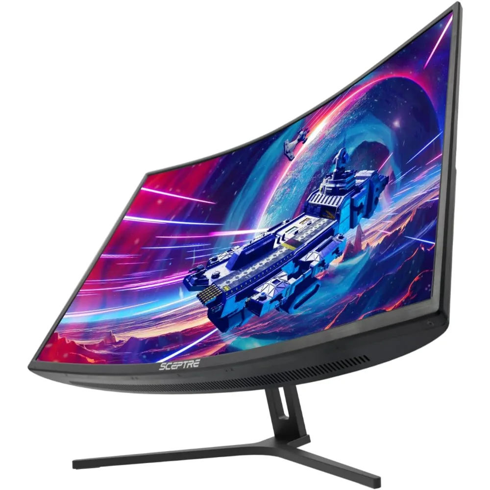 Monitor Gaming melengkung 32 inci, pengeras suara bawaan hingga 240Hz DisplayPort 165Hz 144Hz HDMI AMD FreeSync