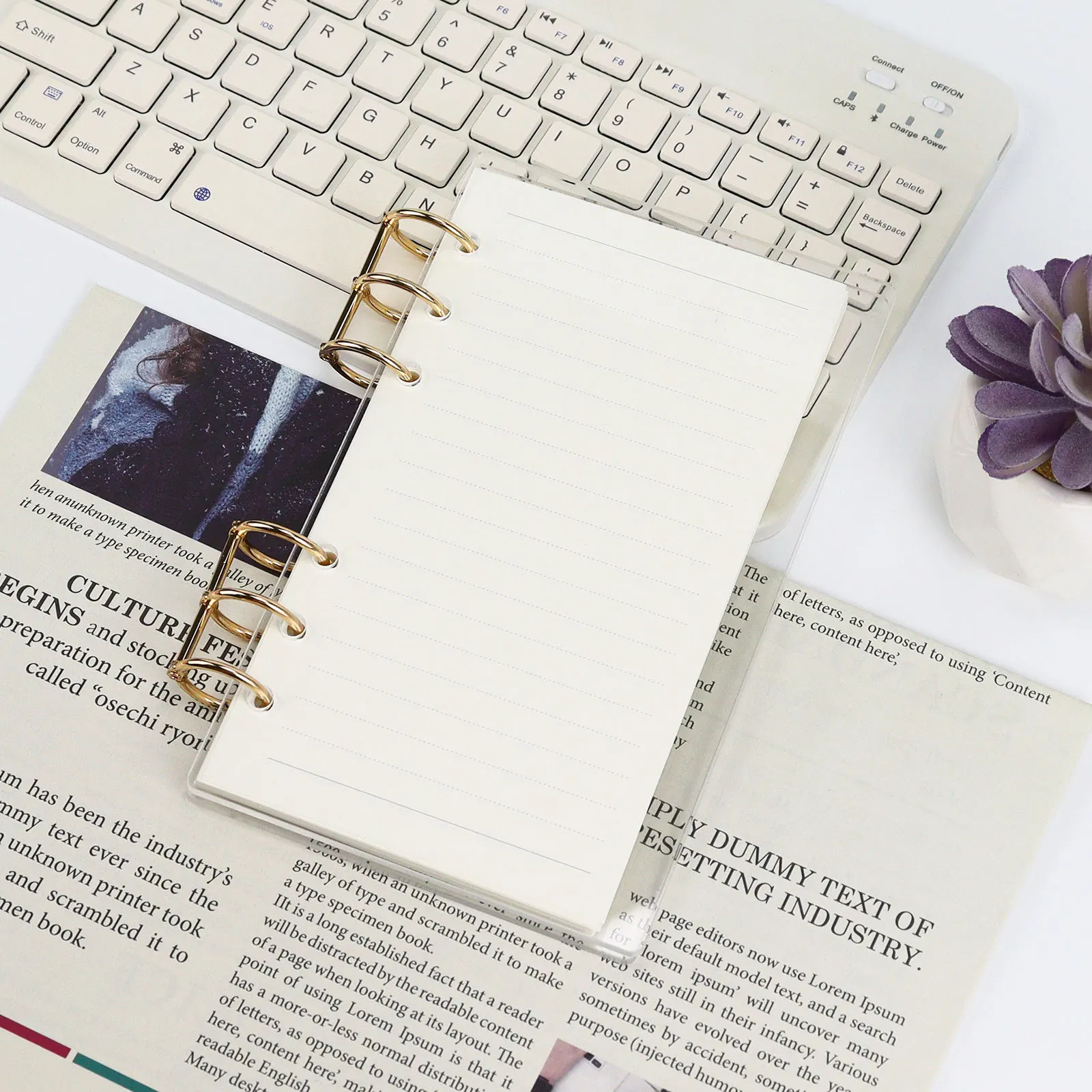 A6-Binder-Notizbuch mit Acrylgehäuse, 2 Stück Pmma-Brett mit Metallring, DIY Junk Journal-Notizbuch-Set, 45 Blatt Nachfüllpapiere, Stati – Detail 7