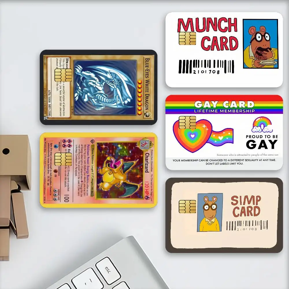 Fun Fire Dragon Simp Rainbow Card Credit Decorative Card Stickers Suitable For Bank Cards Metro Transit Anti-scratch Gift 4PCS