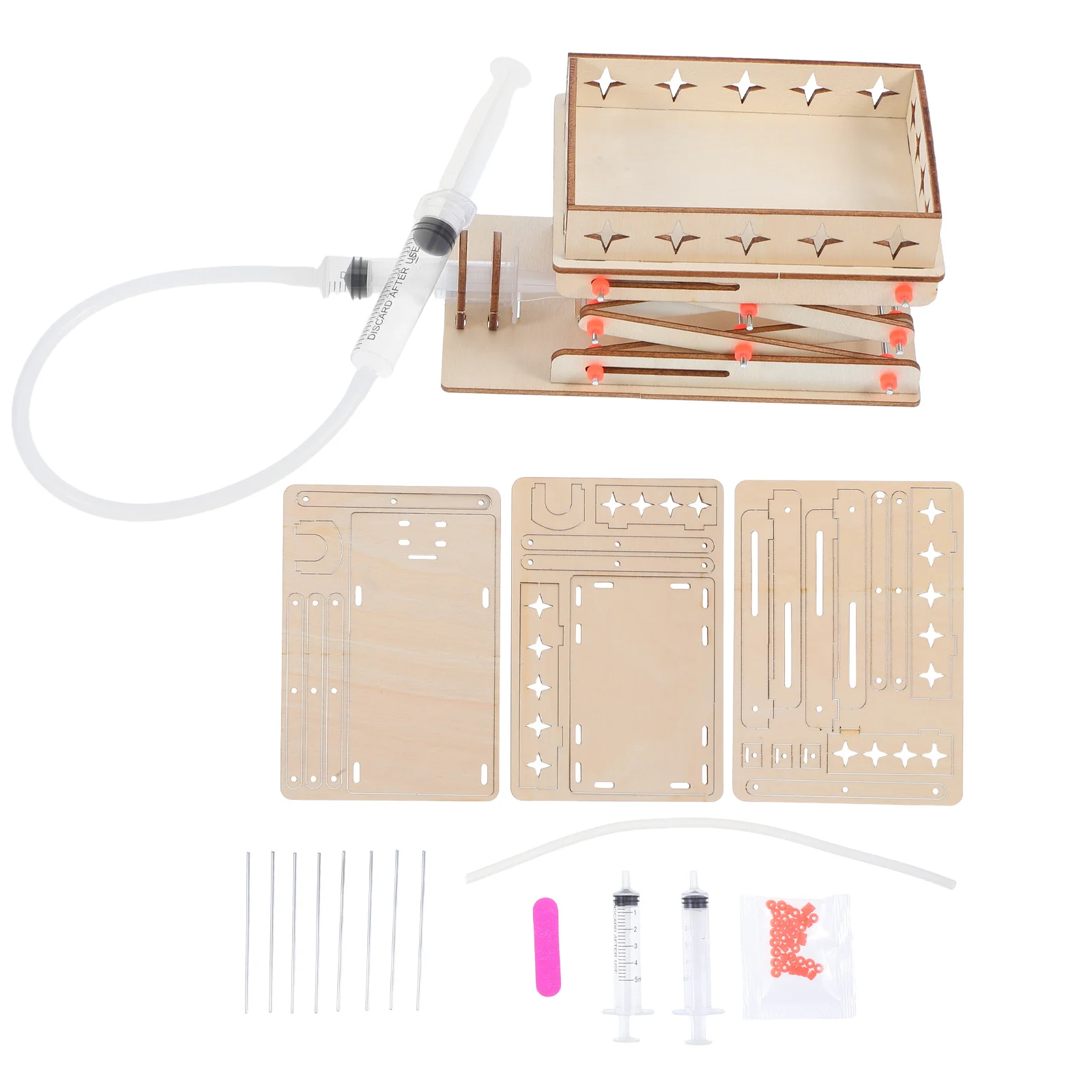 1 Set Hydraulic Lift Platform Educational Science Kit Wooden Lab Jack Machine DIY Experiment Building Science Learning Tool