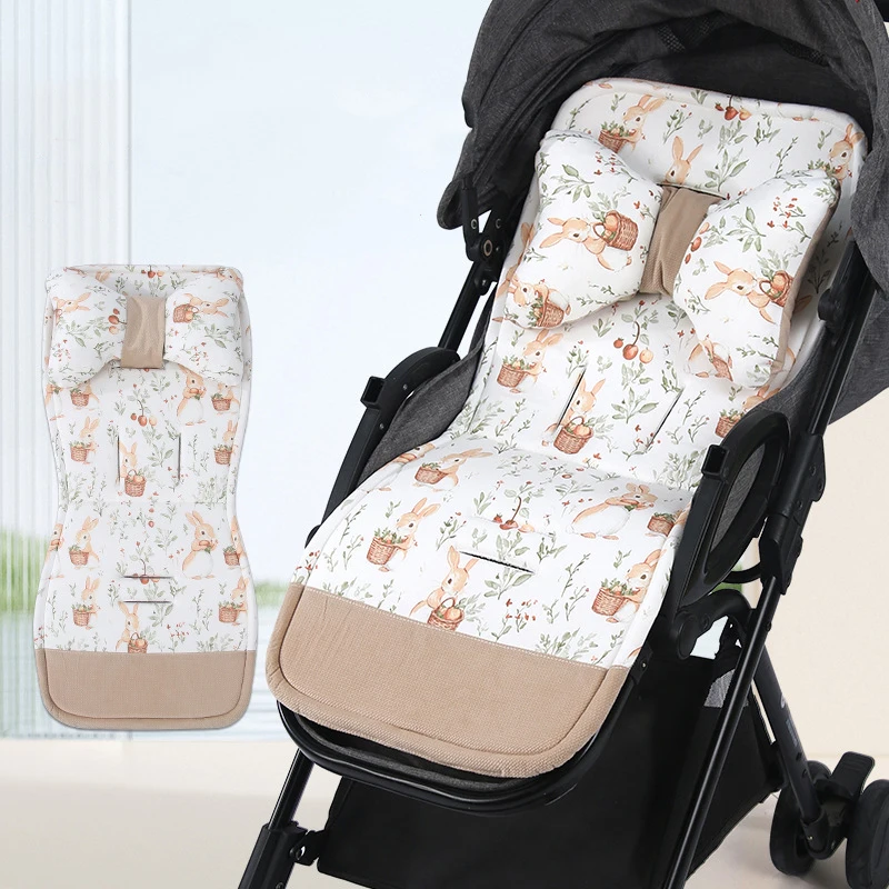 Baby Stroller Cushion Soft and Comfortable Double-side Cotton Cushion Cute Cartoon Rabbit Infant Cushion With Pillow