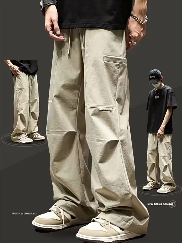 

Trendy American Retro Ice Silk Casual Pants Men's Summer Thin Workwear Knife Loose Straight Umbrella Soldier Pants