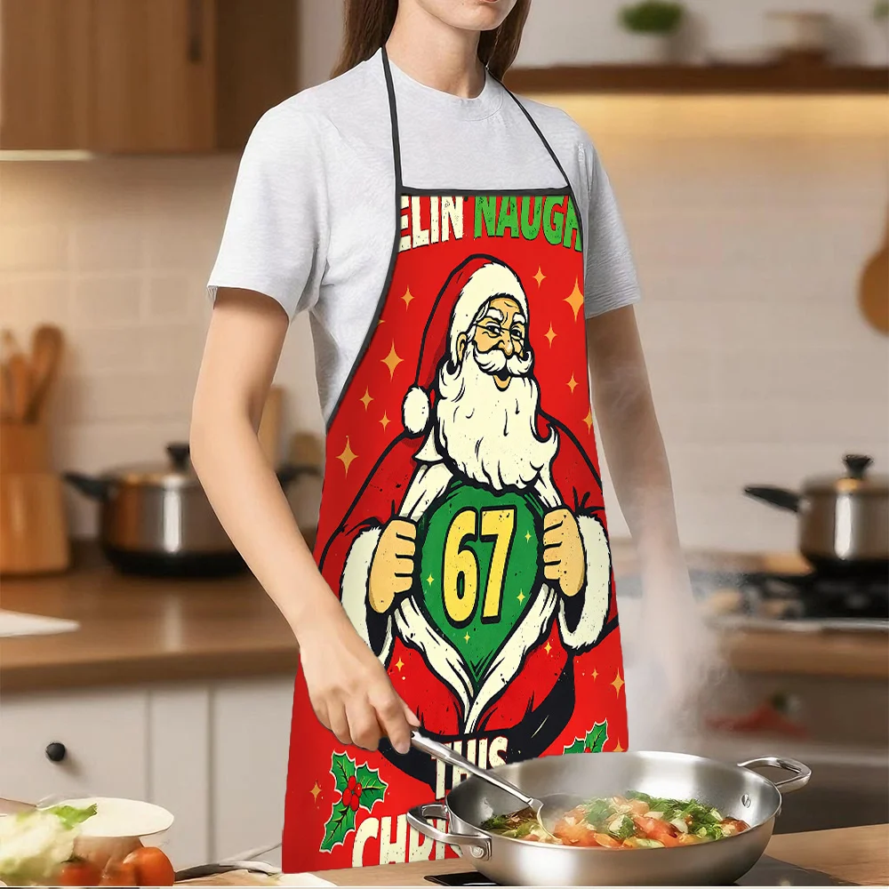 Cheeky Santa Humorous Apron, Sturdy & Durable, Adult Kitchen Work Apron