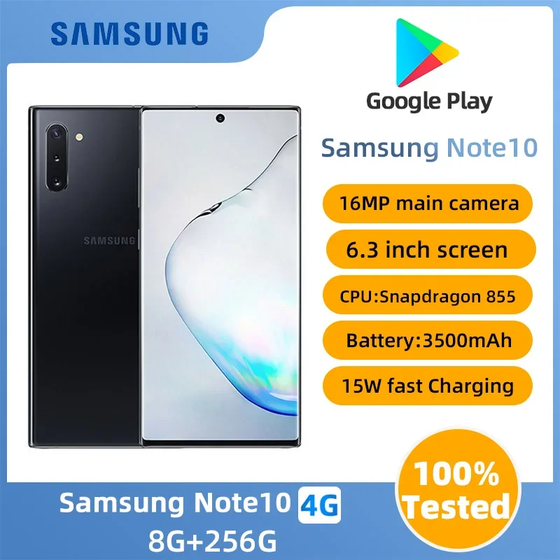 Samsung Galaxy Note10 4g Smartphone Android  6.3inches Screen CPU Snapdragon 855 12MP Camera NFC Unlocked Used Phone