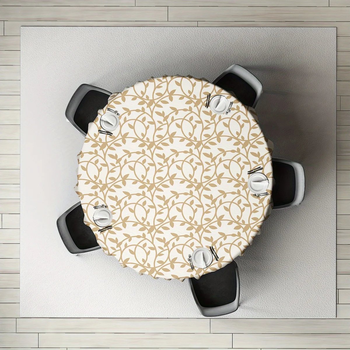 One 62-inch round tablecloth - 100% polyester fabric, machine washable, wild grass pattern