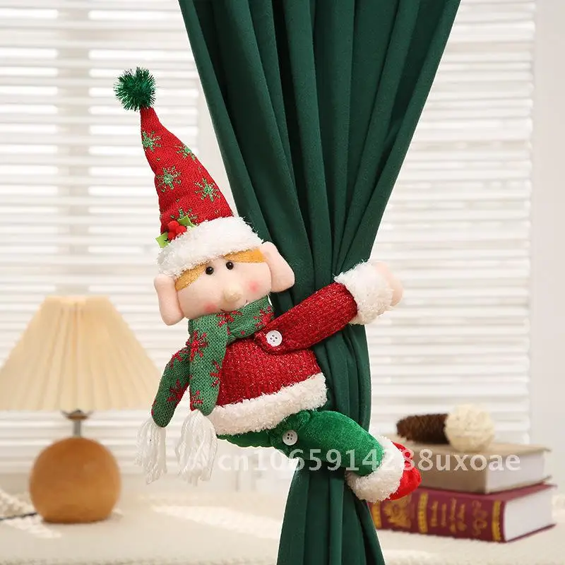 

Christmas Cartoon Decoration Doll Curtain Buckle Knitted Santa Claus Window Decoration Holiday Decorations