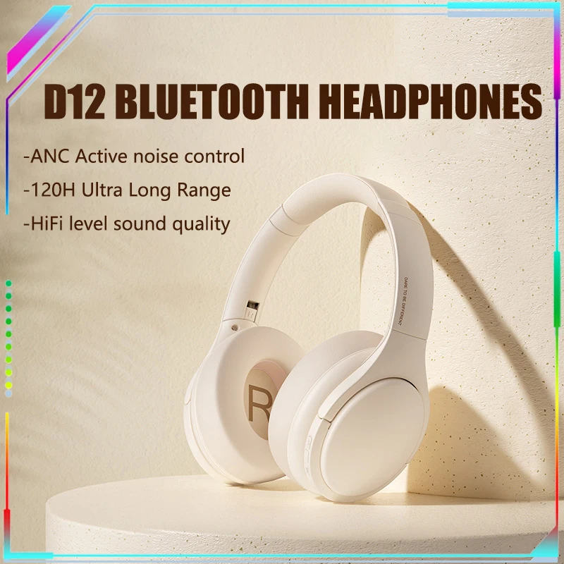 

D12 Headset 5.2 Bluetooth Bilateral Stereo Headset Active Noise Reduction Long Endurance Music Headset Pc Gaming Headphone Gift