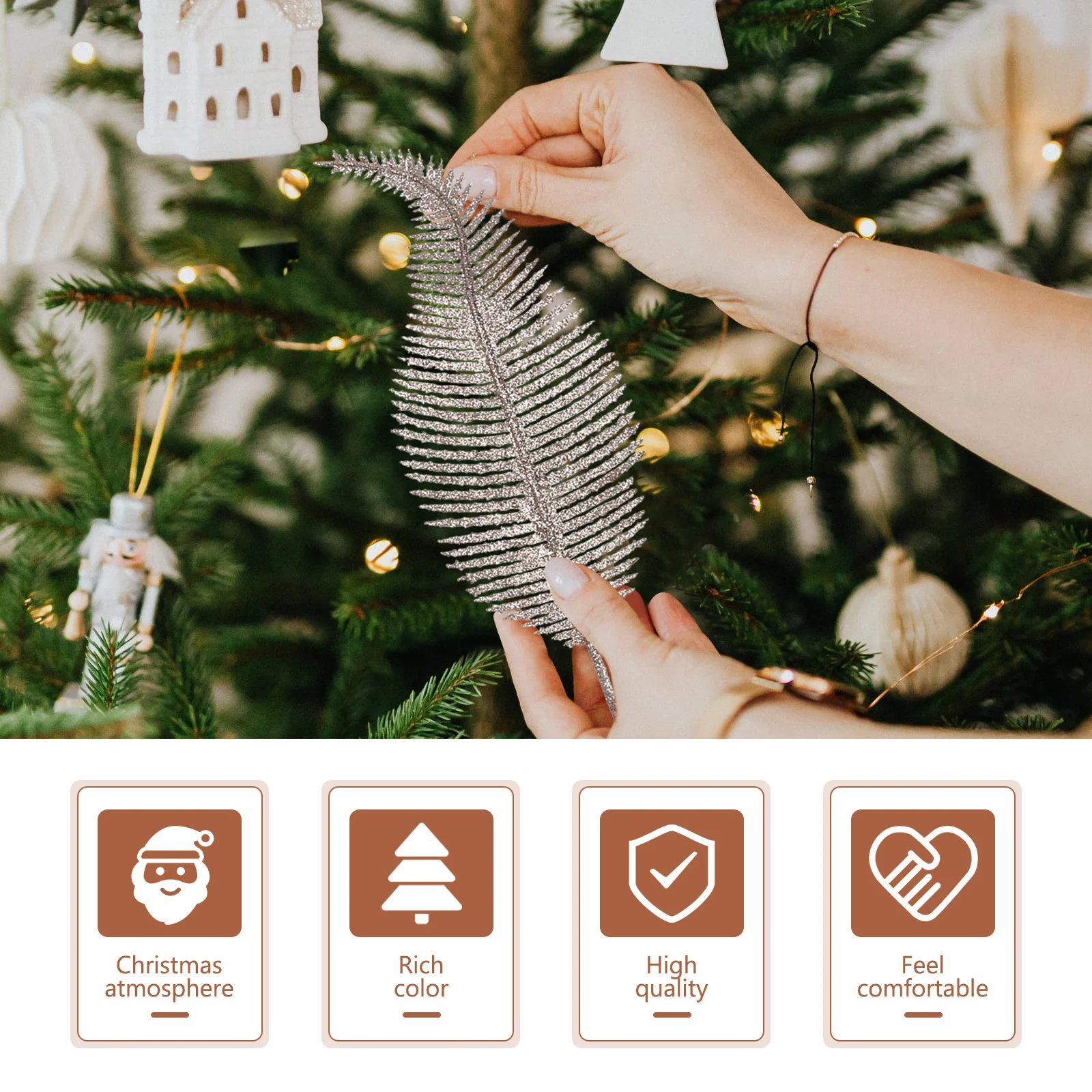 

4Pcs Xmas Glitter Leaves Christmas Party Supplies Reusable Decor for Weddings Festivals and DIY Projects Xmas Glitter Leaves