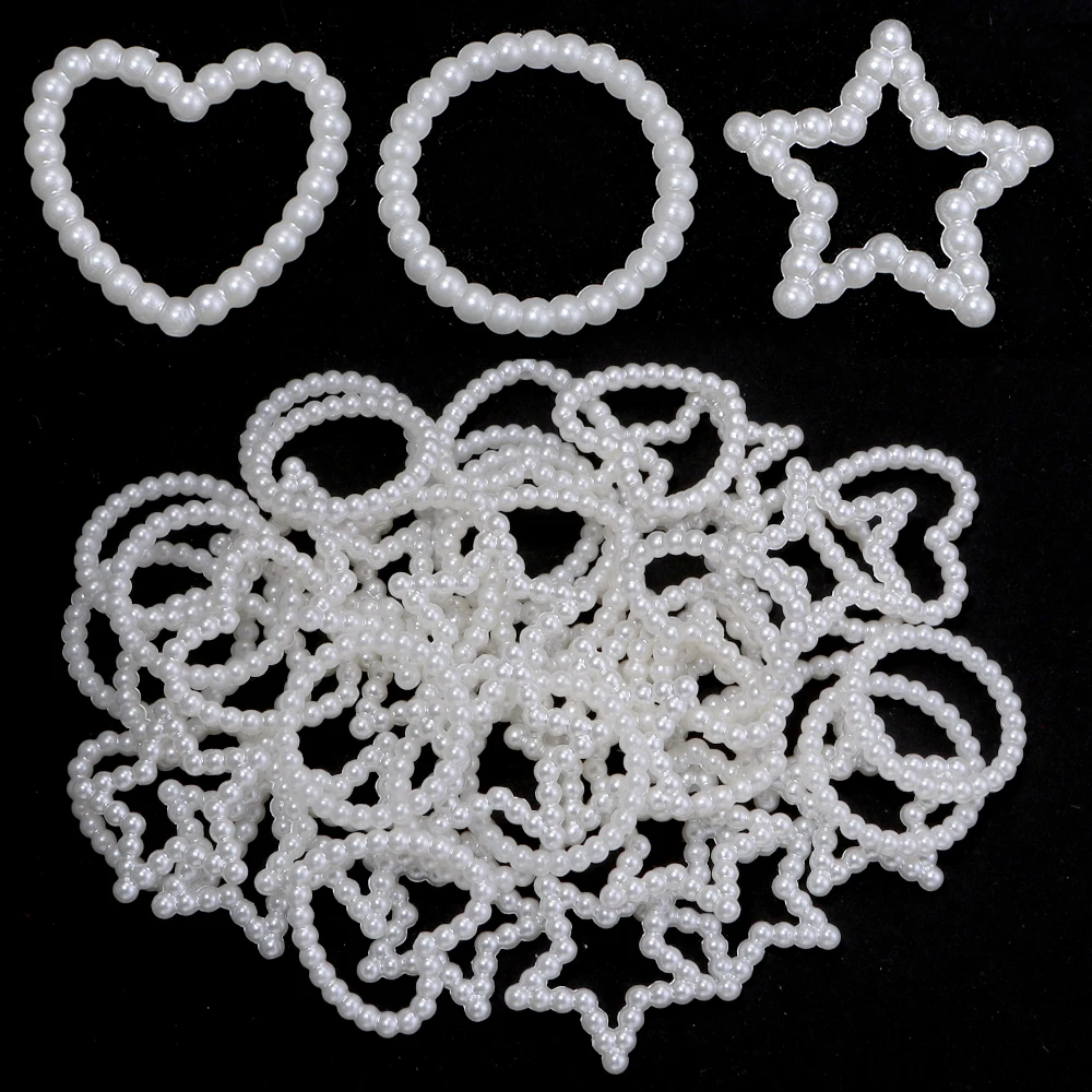 30 Stück/Lot ABS-Imitationsperlen, hohl, rund, Herz- und Sternform, lose Spacer-Perlen für DIY-Bastelarbeiten, Stifte, Schlüsselanhänger, Schmuckherstellung – Detail 3