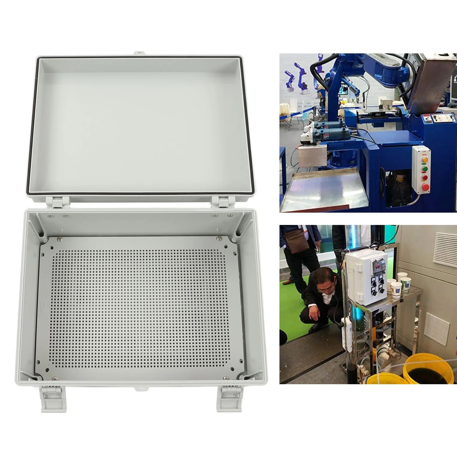 

Junction Box Outdoor Waterproof Junction Box ABS Grey 15.7 X 11.8 X 6.7in Hinge Cover Insulated Electrical Box for Garden